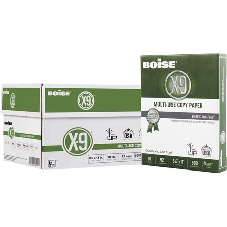 X-9 Copy Paper, 20 lb., 92 Brightness, 8-1/2"x11", 10RM/CT, WE 10PK CASOX9001